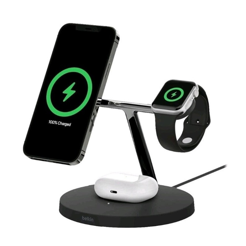 Belkin Boost Charge Pro 3-in-1 Wireless Charger‎ MagSafe WIZ009 Black Stand